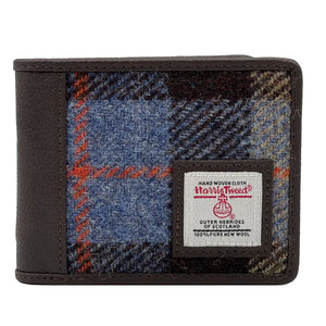 Trifold Harris Tweed Wallet Blue/Brown check