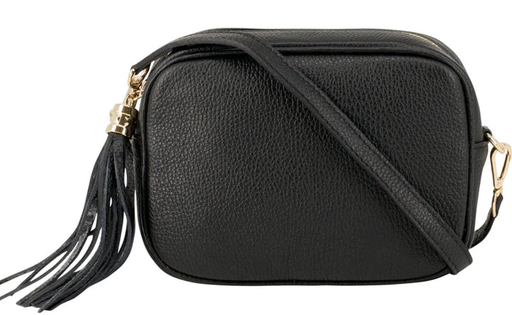 Black Tassel Handbag In Italian Leather