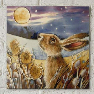 Tile - Moon Gazing Hare by Judith Yates 8x8"