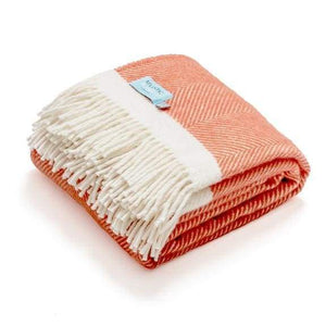 Coral Herringbone 100% Wool Blanket - 150 x 130cm - Home - Blanket