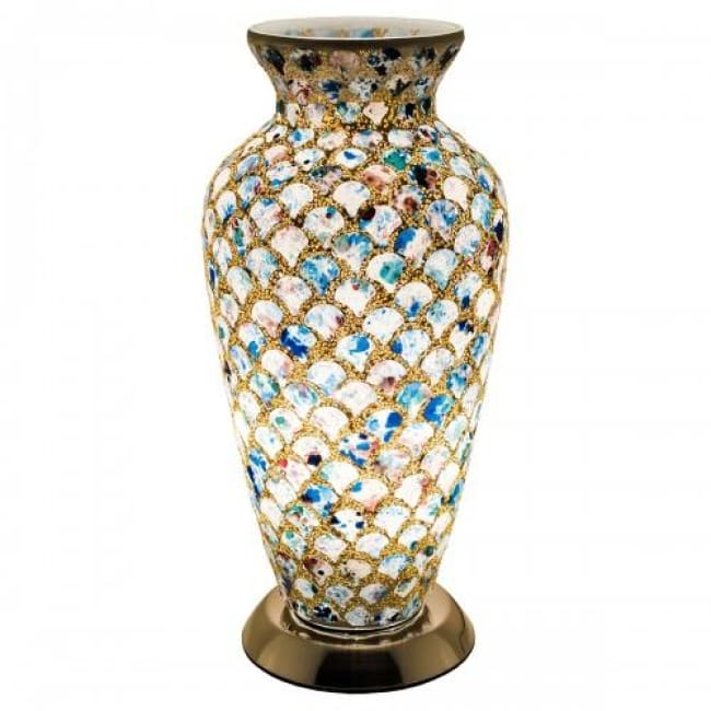 Mosaic Glass Vase Lamp - Blue Tile