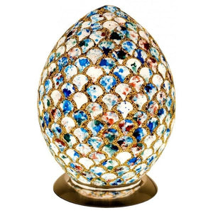 Mosaic Marbled Blue Glass Egg Lamp