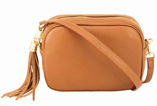 Light Tan Tassel Handbag In Italian Leather