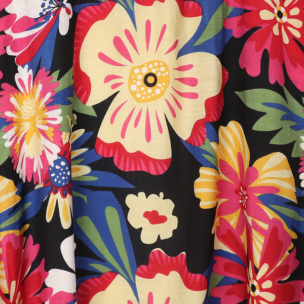 Coral & Blue Hibiscus Print Kimono