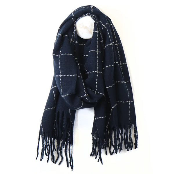 Navy Chunky Stitch Scarf