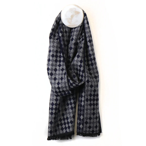 Navy & Grey Chequerboard Scarf