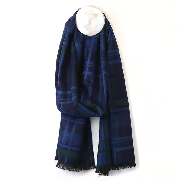 Blue & Green Check Scarf