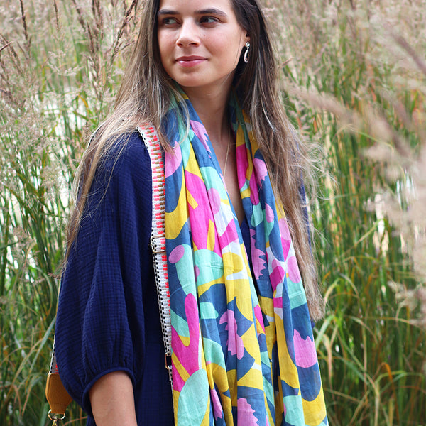 Blue/Pink Abstract Mix Scarf