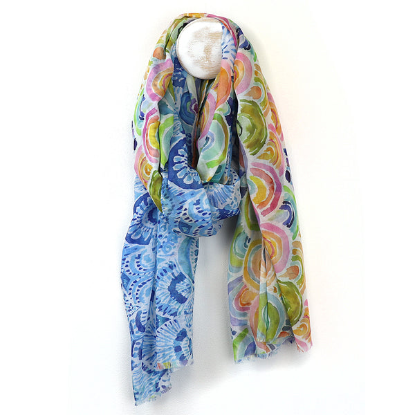 Blue Multi Print Mix Scarf