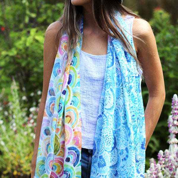 Blue Multi Print Mix Scarf