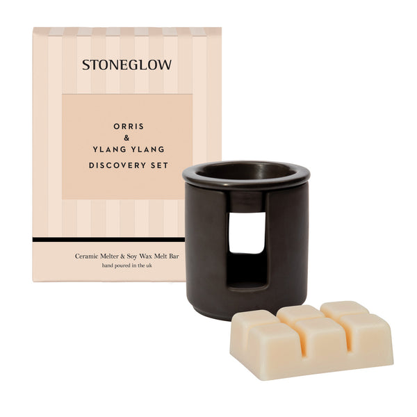 Modern Classics - Orris & Ylang Ylang Ceramic Wax Melter & Soy Wax Melt Bar Discovery Set