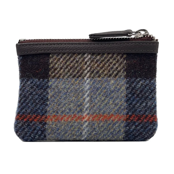 Harris Tweed Coin Purse In Blue & Brown Check