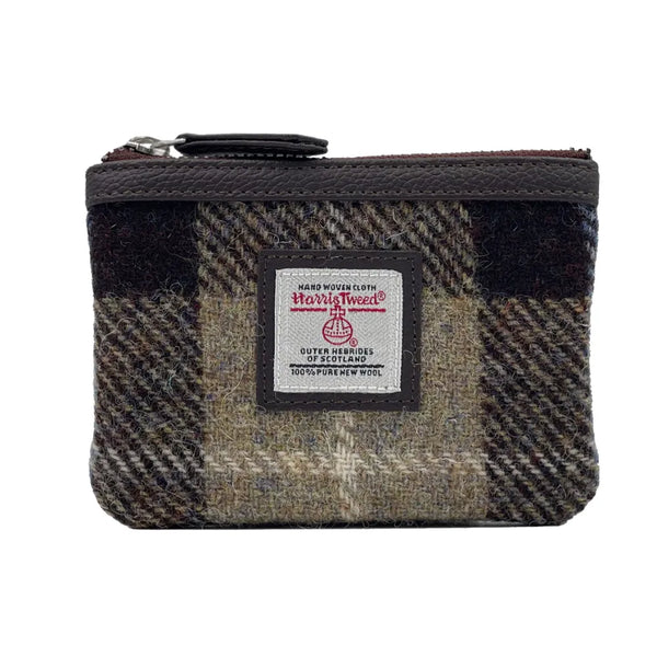 Harris Tweed Coin Purse In Blue & Brown Check