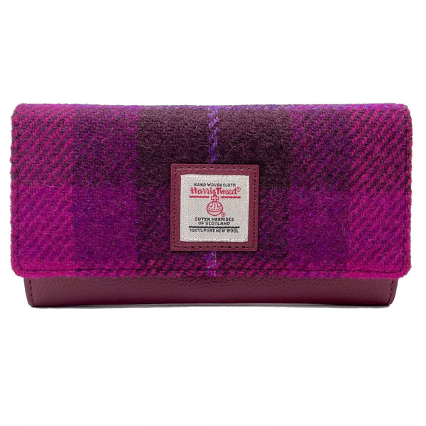 Harris Tweed Envelope Purse In Purple Check