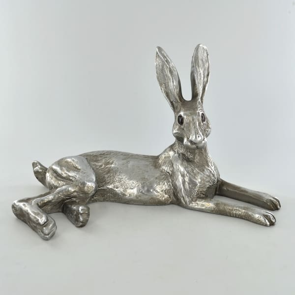 Antique Effect Silver Coloured Bluebell Hare - fineandsandy