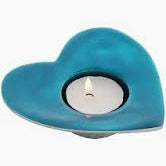 Aqua Heart Enamelled Aluminium Tealight Holder - fineandsandy