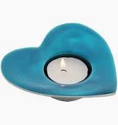 Aqua Heart Enamelled Aluminium Tealight Holder - fineandsandy