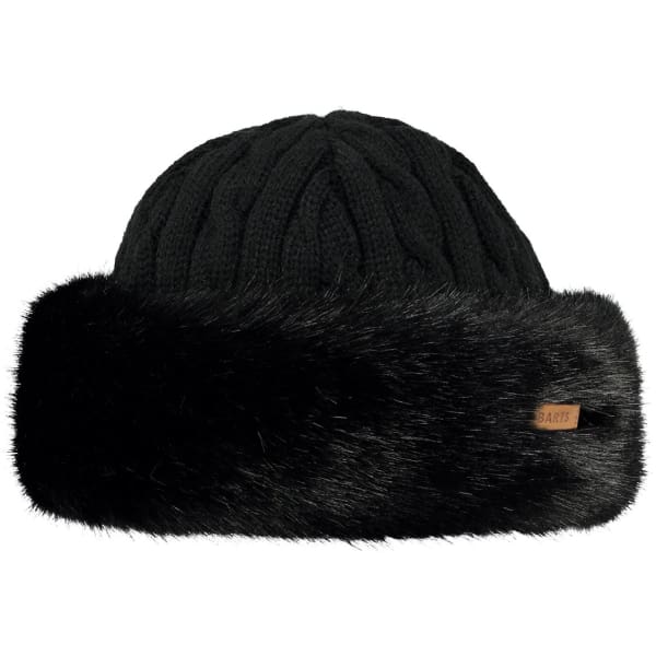 BARTS Faux Fur Cable Band Hat Black - fineandsandy