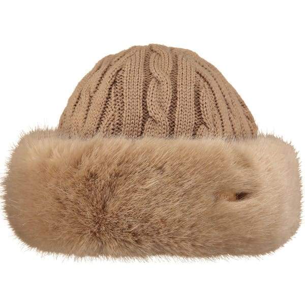 BARTS Faux Fur Cable Band Hat In Light Brown - fineandsandy