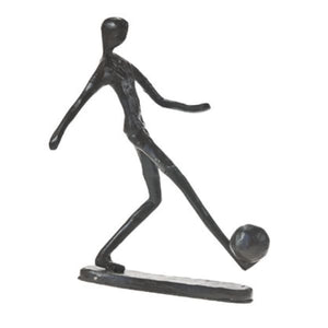 Bronzed Metal Footballer - The Striker - fineandsandy