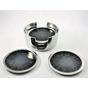 Brushed Black Enamelled Aluminium Coasters - Set Of 6 - fineandsandy