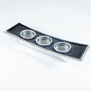 Brushed Black Enamelled Aluminium Triple Tealight Holder - fineandsandy