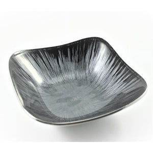 Brushed Black Enamelled Square Bowl On Polished Silvery Aluminium - fineandsandy