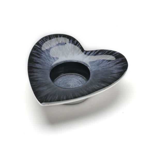 Brushed Black Heart Enamelled Aluminium Tealight Holder - fineandsandy