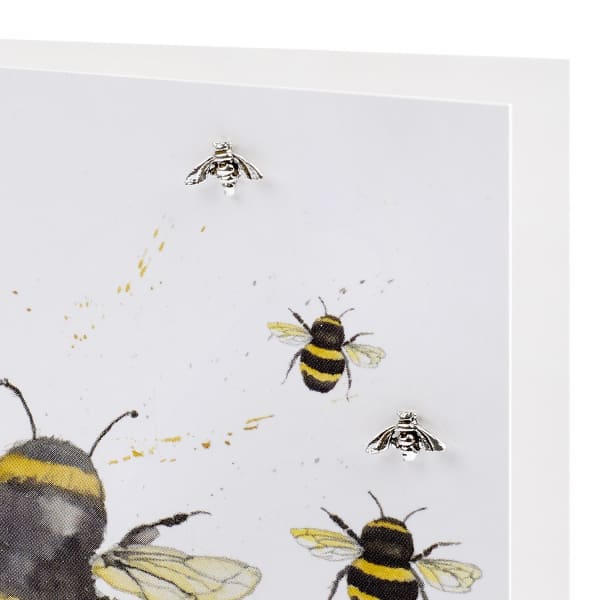 Bumble Bee Silver Earrings On Designer Card by Crumble and Core - fineandsandy