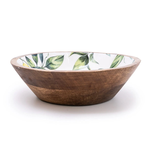 Lemon & Leaves Mango Wood Bowl - 24cm