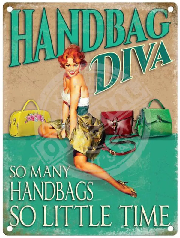 Metal Sign Small - Handbag Diva by Original Metal Sign Company