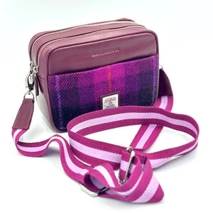 Harris Tweed Camera Bag - Purple Check - fineandsandy