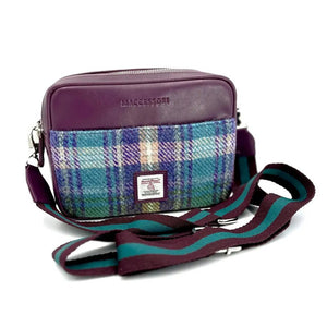 Harris Tweed Camera Bag - Purple & Green Plaid - fineandsandy