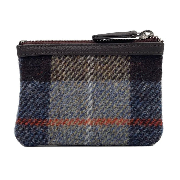 Harris Tweed Coin Purse In Blue & Brown Check - fineandsandy