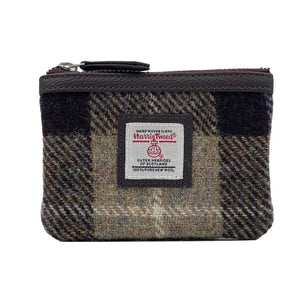 Harris Tweed Coin Purse In Blue & Brown Check - fineandsandy