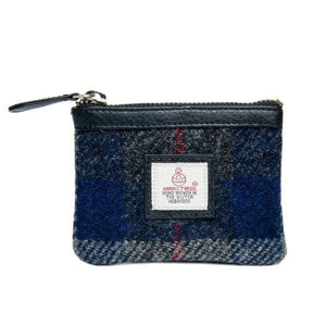 Harris Tweed Coin Purse In Blue Check - fineandsandy