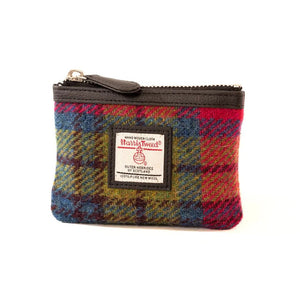 Harris Tweed Coin Purse In Blue/Pink Check - fineandsandy