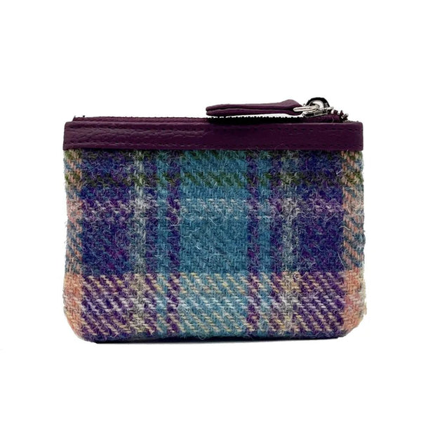 Harris Tweed Coin Purse in Purple and Green Plaid - fineandsandy