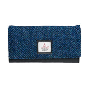 Harris Tweed Envelope Purse In Blue Herringbone - fineandsandy