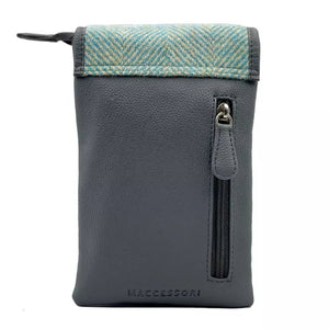 Harris Tweed Mini Crossbody Bag - Turquoise Herringbone - fineandsandy