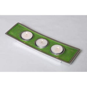 Lime Green Enamelled Aluminium Triple Tealight Holder - fineandsandy