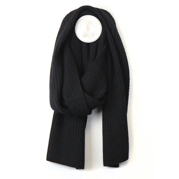 Men's Ribbed Winter Scarf - Black - fineandsandy