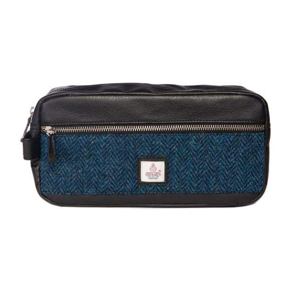 Men's Wash Bag - Blue Harris Tweed - fineandsandy