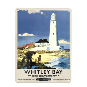 Metal Sign Small Whitley Bay Lighthouse by the Original Metal Sign Company - fineandsandy