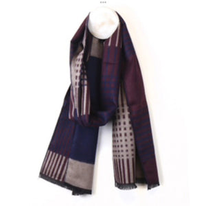 Navy & Burgundy crisscross scarf - fineandsandy