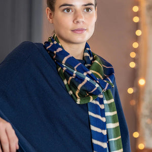 Navy & Olive Batik Stripe Scarf - Fine & Sandy