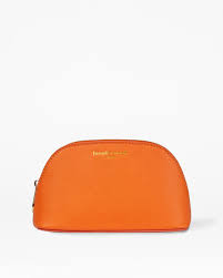 Orange Vegan Leather Oyster Cosmetic Case by Fenella Smith