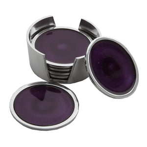 Purple Enamelled Aluminium Coasters - Set of 6 - fineandsandy