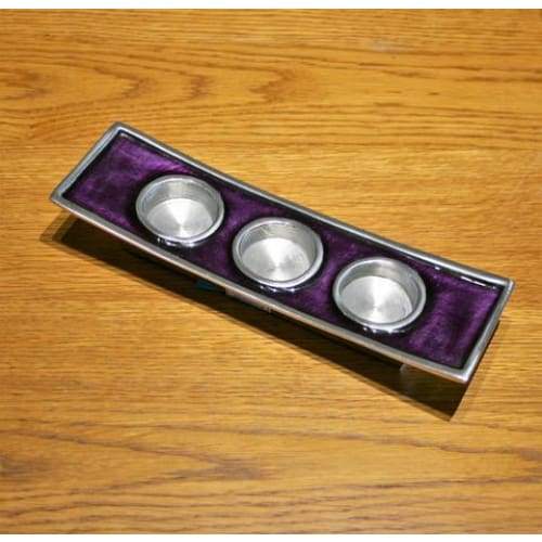 Purple Enamelled Aluminium Triple Tealight Holder - fineandsandy