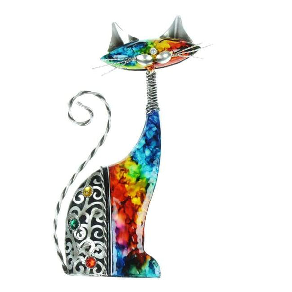 Rainbow Metal Ornament Cat - fineandsandy